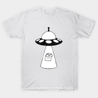 UFO Abducting Scared Ghost - Pen on Paper T-Shirt